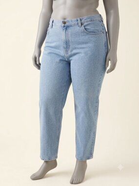 Liz Claiborne Classic High Rise Mom Jeans 100% Cotton Light Wash Denim 14S L29"